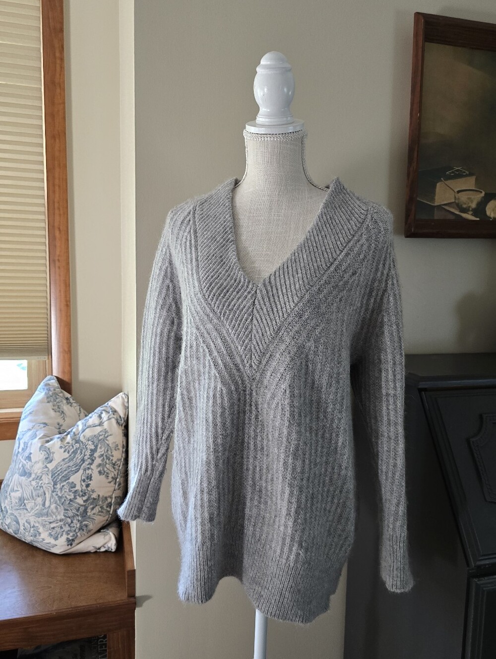 Banana Republic Gray Tunic Sweater Acrylic Merino Wool And Alpaca Blend Small